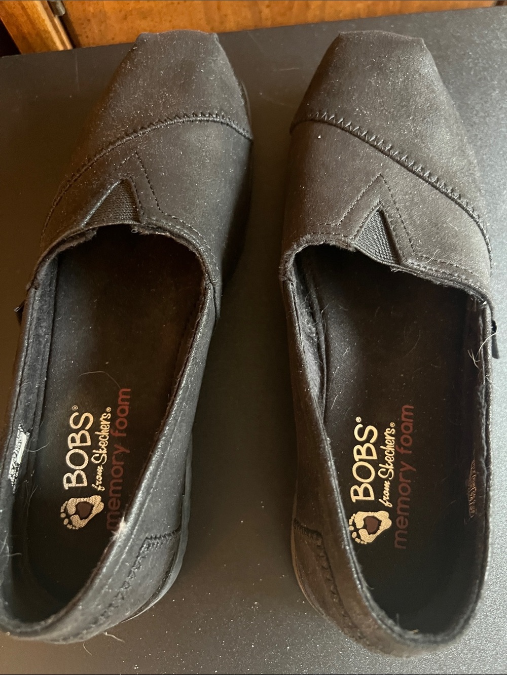 BOBS from Skechers Black Slip-On Memory Foam Flats